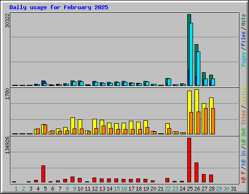 Daily usage for February 2025
