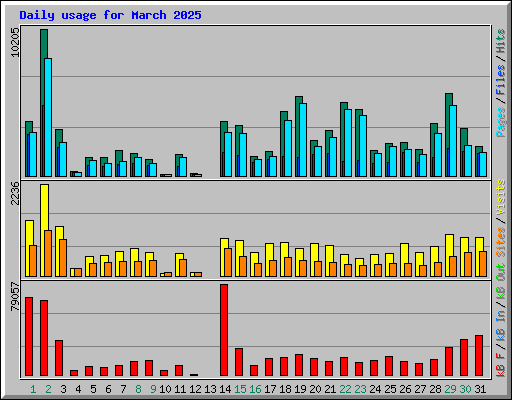 Daily usage for March 2025