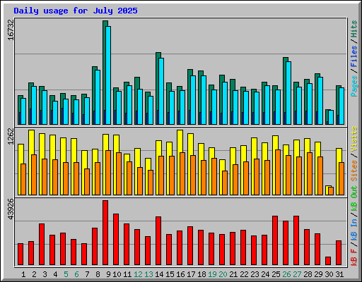 Daily usage for July 2025