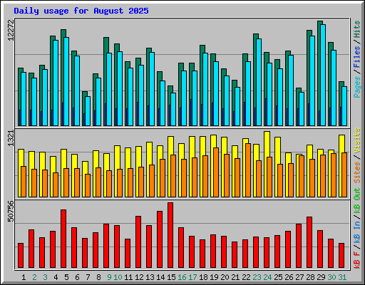 Daily usage for August 2025